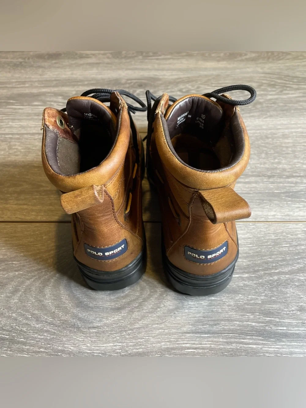 Vintage Polo Sport Ralph Lauren Leather Ankle Boots Buckle Strap Mens Size 9D